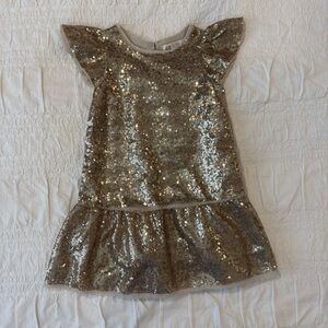 Girls H&M Sparkling Gold Sequin Dress, size 2-3T. Wedding, Formal, Holiday